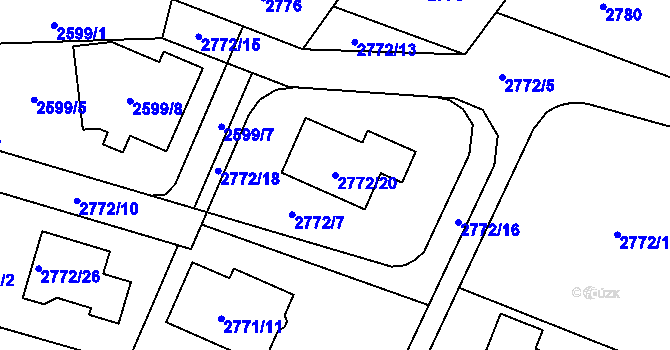 Parcela st. 2772/20 v KÚ Kladno, Katastrální mapa
