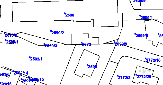 Parcela st. 2773 v KÚ Kladno, Katastrální mapa