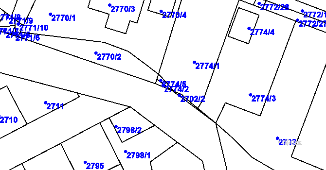 Parcela st. 2774/2 v KÚ Kladno, Katastrální mapa