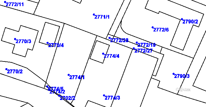 Parcela st. 2774/4 v KÚ Kladno, Katastrální mapa
