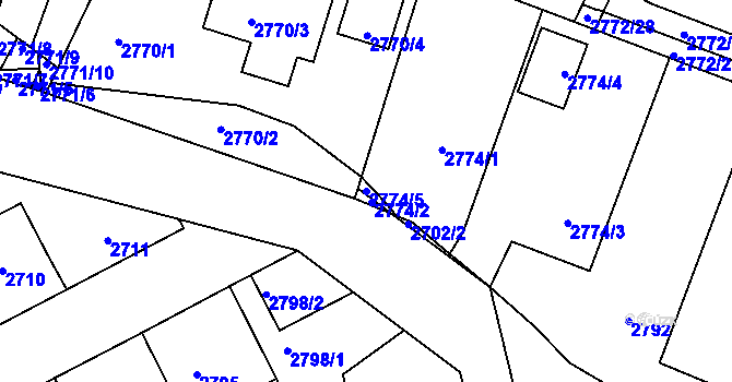 Parcela st. 2774/5 v KÚ Kladno, Katastrální mapa