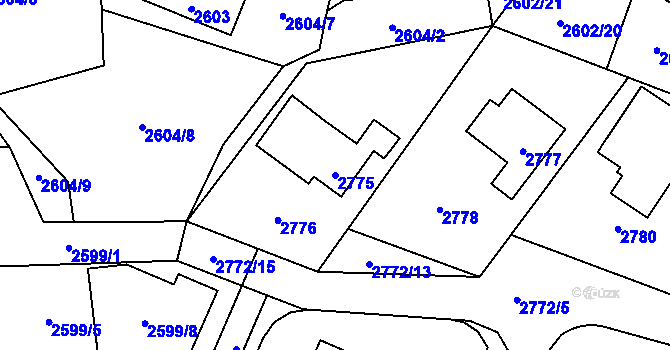 Parcela st. 2775 v KÚ Kladno, Katastrální mapa