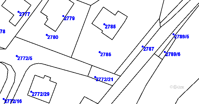 Parcela st. 2786 v KÚ Kladno, Katastrální mapa