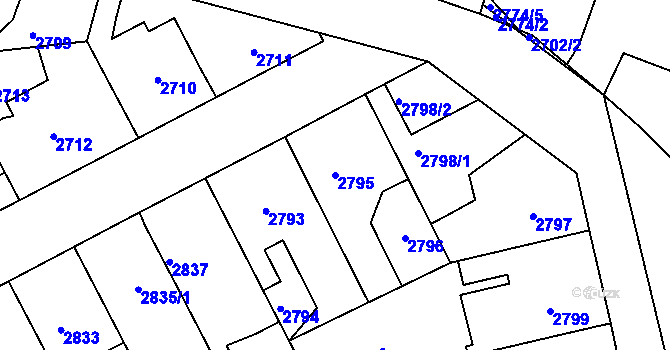 Parcela st. 2795 v KÚ Kladno, Katastrální mapa