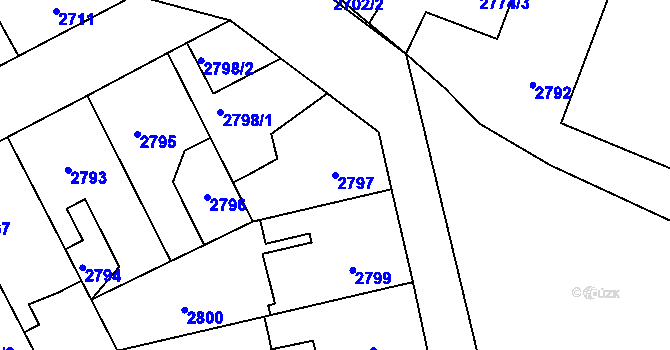 Parcela st. 2797 v KÚ Kladno, Katastrální mapa