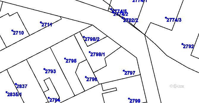 Parcela st. 2798 v KÚ Kladno, Katastrální mapa