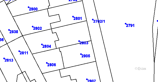Parcela st. 2803 v KÚ Kladno, Katastrální mapa