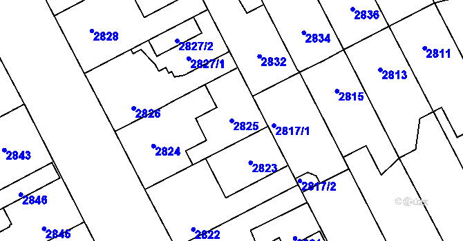 Parcela st. 2825 v KÚ Kladno, Katastrální mapa