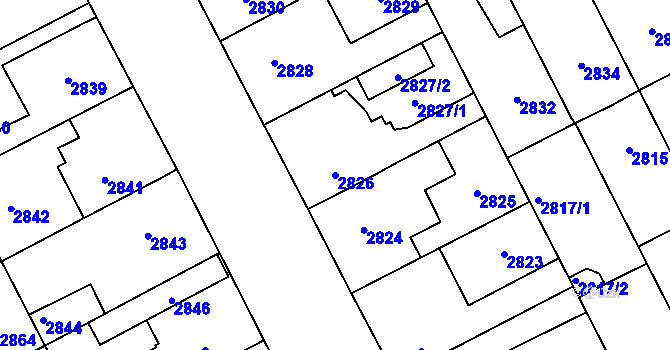 Parcela st. 2826 v KÚ Kladno, Katastrální mapa