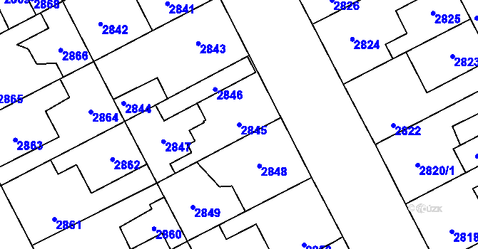 Parcela st. 2845 v KÚ Kladno, Katastrální mapa