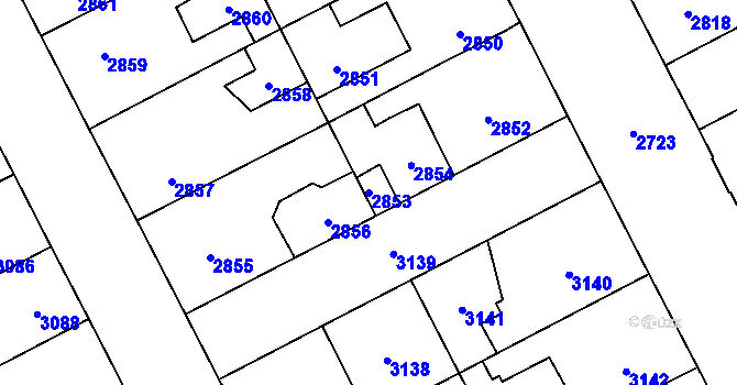 Parcela st. 2853 v KÚ Kladno, Katastrální mapa