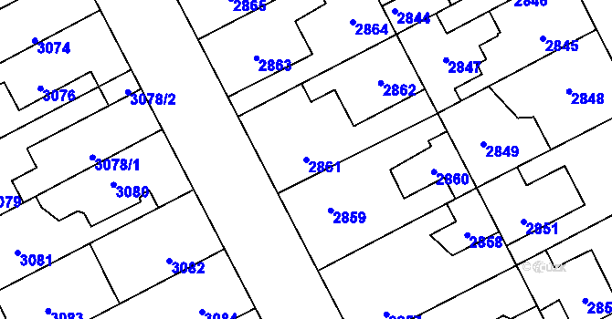 Parcela st. 2861 v KÚ Kladno, Katastrální mapa