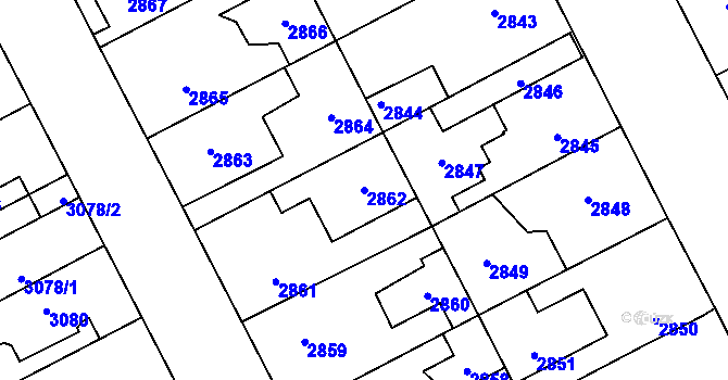 Parcela st. 2862 v KÚ Kladno, Katastrální mapa