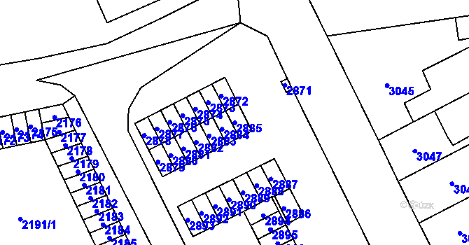 Parcela st. 2885 v KÚ Kladno, Katastrální mapa