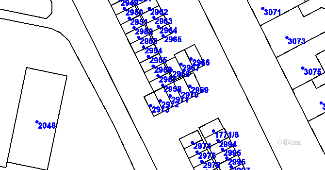 Parcela st. 2958 v KÚ Kladno, Katastrální mapa