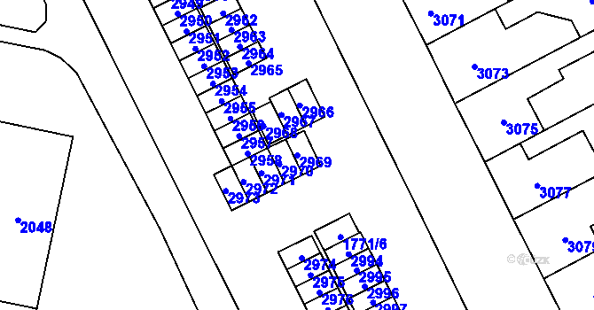 Parcela st. 2969 v KÚ Kladno, Katastrální mapa