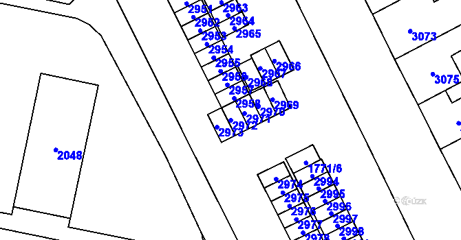 Parcela st. 2972 v KÚ Kladno, Katastrální mapa