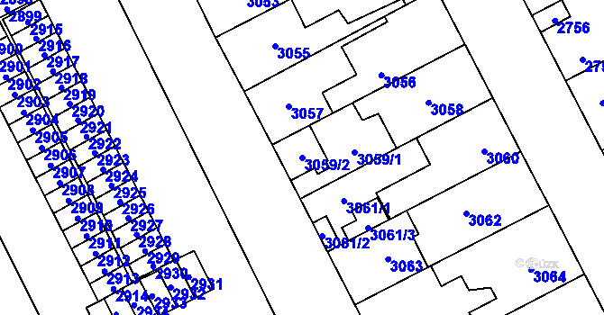 Parcela st. 3059/2 v KÚ Kladno, Katastrální mapa
