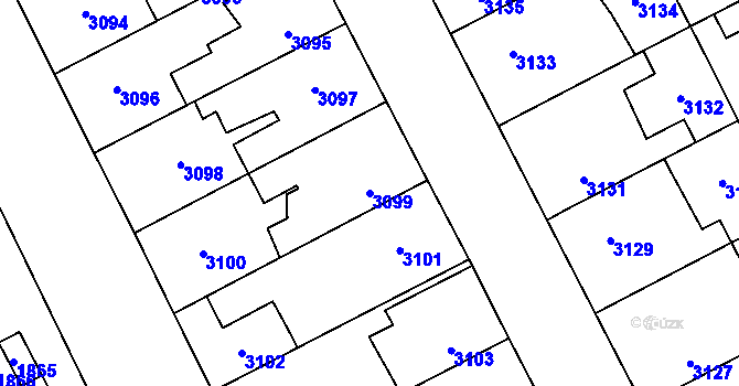 Parcela st. 3099 v KÚ Kladno, Katastrální mapa