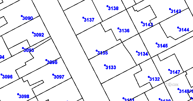 Parcela st. 3135 v KÚ Kladno, Katastrální mapa