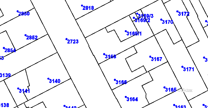 Parcela st. 3168 v KÚ Kladno, Katastrální mapa