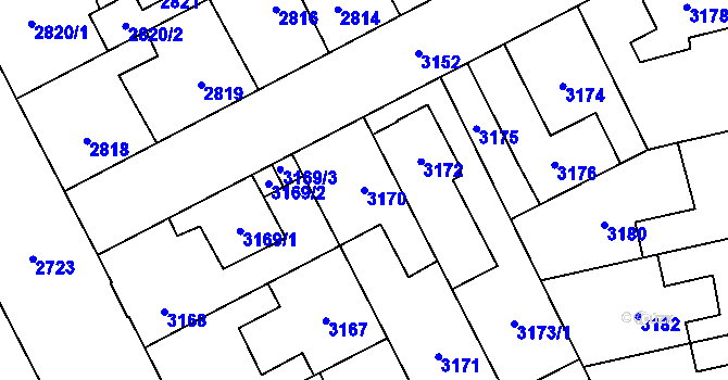 Parcela st. 3170 v KÚ Kladno, Katastrální mapa
