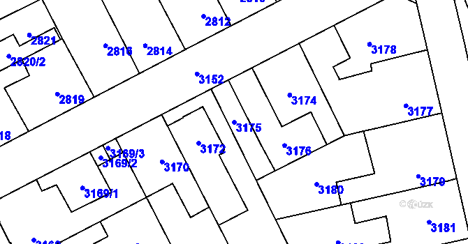 Parcela st. 3175 v KÚ Kladno, Katastrální mapa
