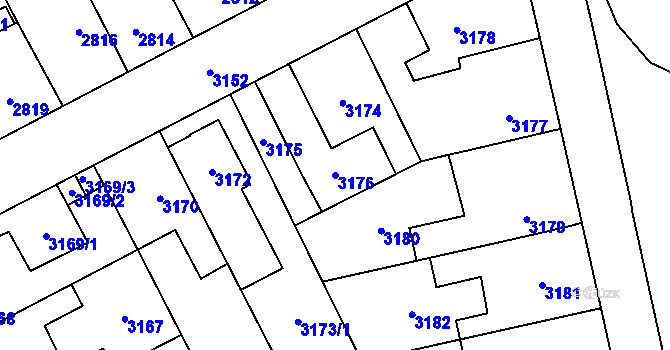 Parcela st. 3176 v KÚ Kladno, Katastrální mapa