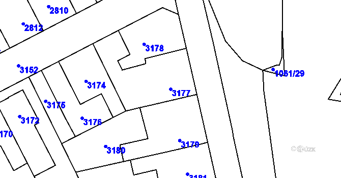 Parcela st. 3177 v KÚ Kladno, Katastrální mapa