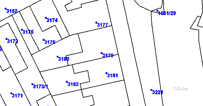 Parcela st. 3179 v KÚ Kladno, Katastrální mapa