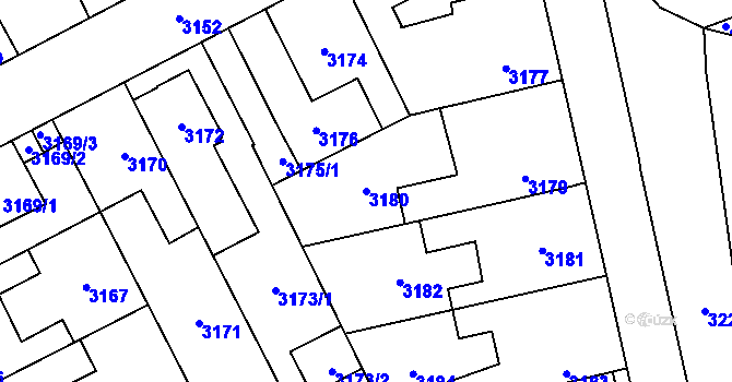 Parcela st. 3180 v KÚ Kladno, Katastrální mapa