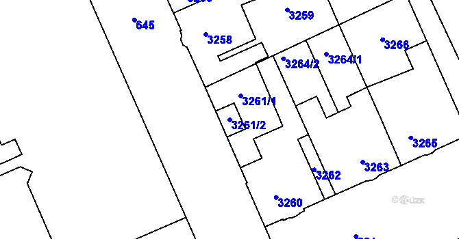 Parcela st. 3261/2 v KÚ Kladno, Katastrální mapa
