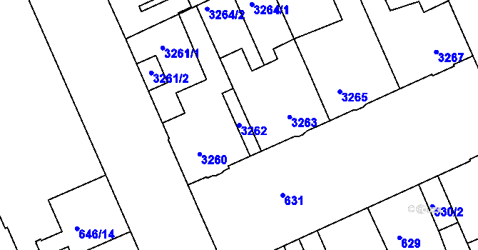 Parcela st. 3262 v KÚ Kladno, Katastrální mapa