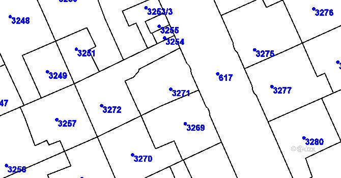 Parcela st. 3271 v KÚ Kladno, Katastrální mapa