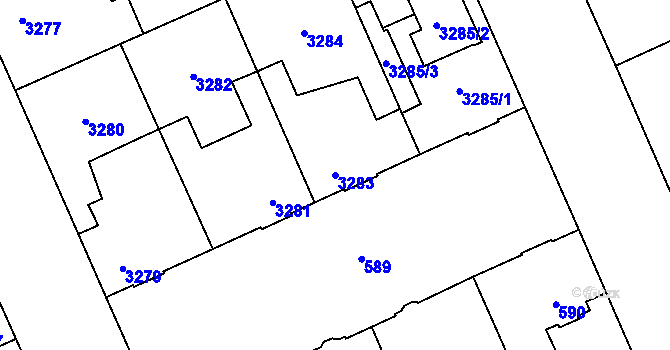Parcela st. 3283 v KÚ Kladno, Katastrální mapa