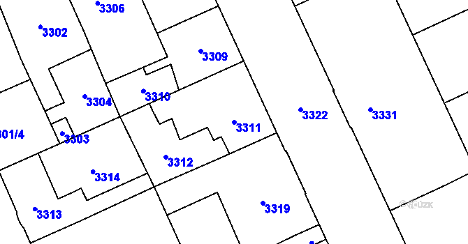 Parcela st. 3311 v KÚ Kladno, Katastrální mapa