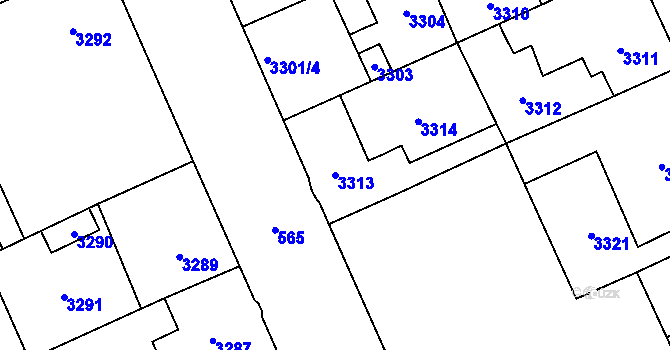 Parcela st. 3313 v KÚ Kladno, Katastrální mapa