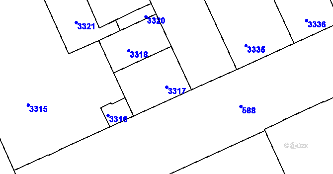 Parcela st. 3317 v KÚ Kladno, Katastrální mapa