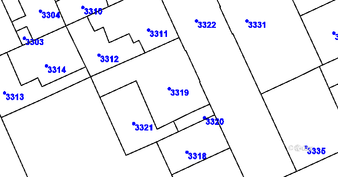 Parcela st. 3319 v KÚ Kladno, Katastrální mapa