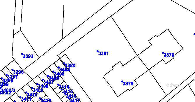 Parcela st. 3381 v KÚ Kladno, Katastrální mapa