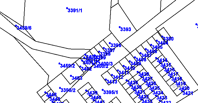 Parcela st. 3398 v KÚ Kladno, Katastrální mapa