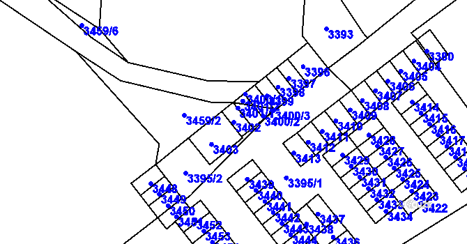 Parcela st. 3402 v KÚ Kladno, Katastrální mapa