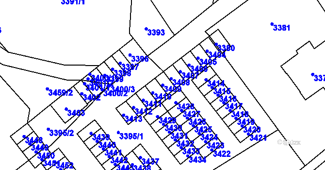 Parcela st. 3409 v KÚ Kladno, Katastrální mapa