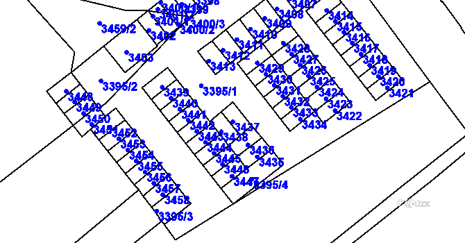 Parcela st. 3437 v KÚ Kladno, Katastrální mapa