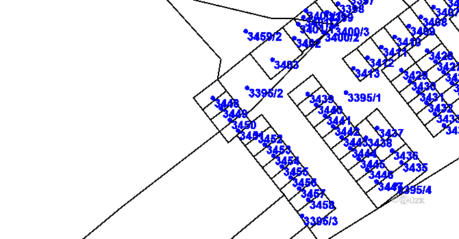 Parcela st. 3450 v KÚ Kladno, Katastrální mapa