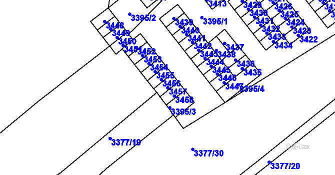 Parcela st. 3457 v KÚ Kladno, Katastrální mapa