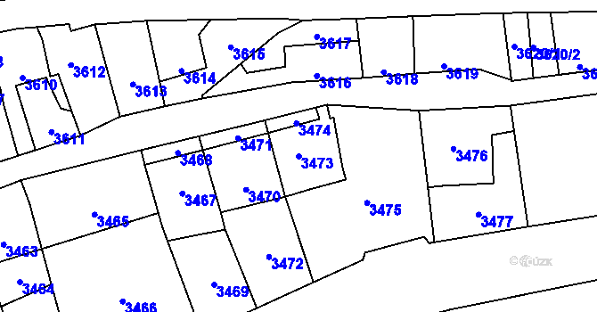 Parcela st. 3473 v KÚ Kladno, Katastrální mapa