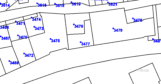 Parcela st. 3477 v KÚ Kladno, Katastrální mapa