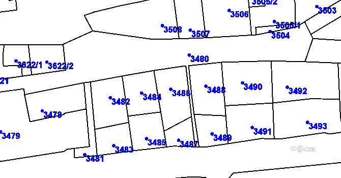 Parcela st. 3486 v KÚ Kladno, Katastrální mapa