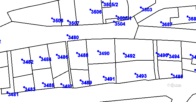 Parcela st. 3490 v KÚ Kladno, Katastrální mapa